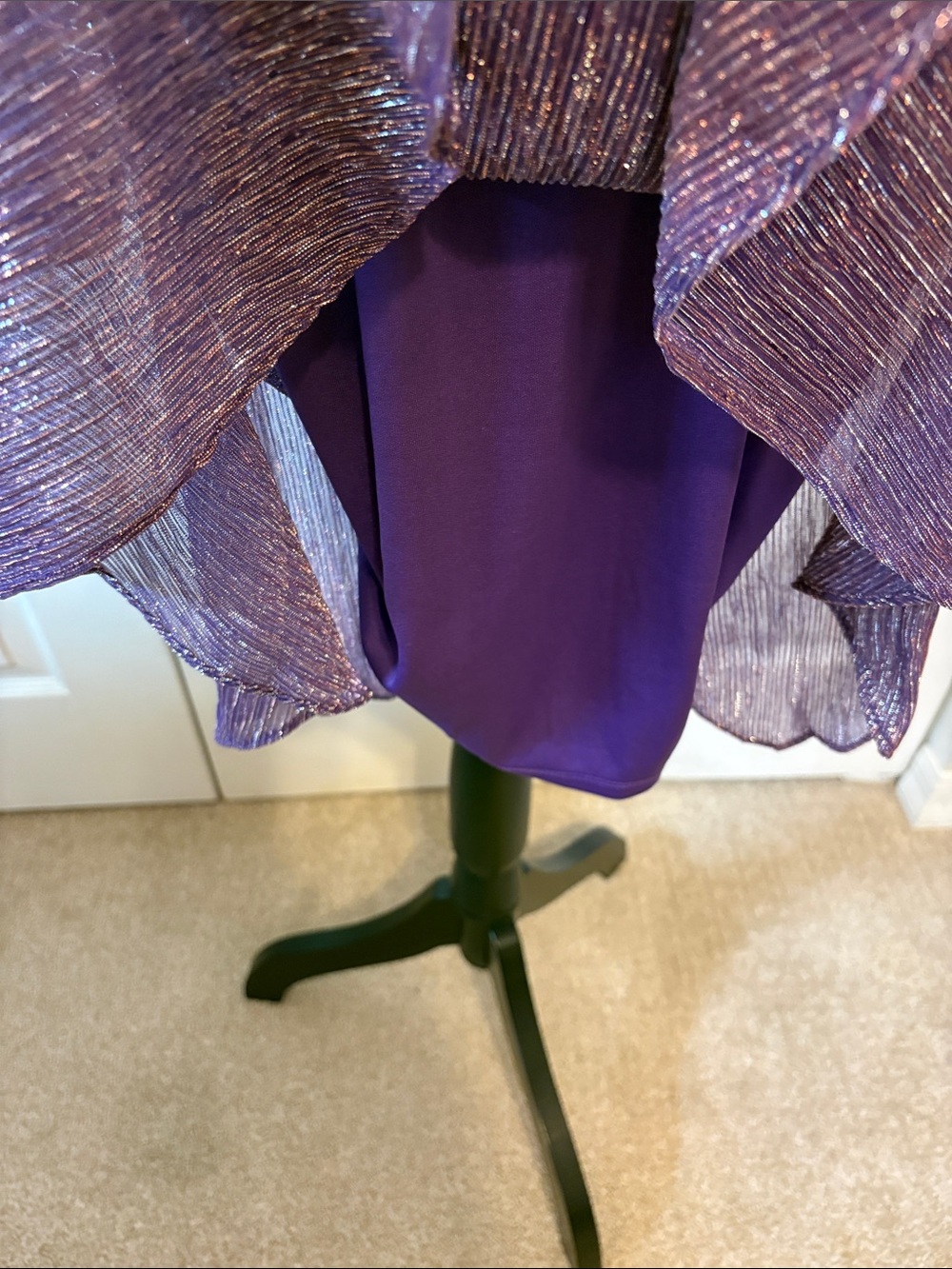 NWT Kensie Metallic Purple Long Sleeve Faux Wrap Midi Dress Size 10. - Picture 12 of 13